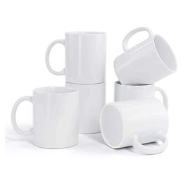 Mugs Porcelain Sublimation Mugs Set of 6 For DIY Gifts Birthday Gifts Novelty Coffee Ceramic Tea Cups White 11 oz 240410