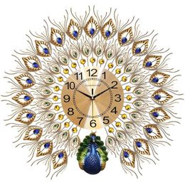 Watches Peacock Wall Clock Living Room Home Fashion Big Wall Watch Decoration Clock Creative Silent Quartz 20 Inch235I