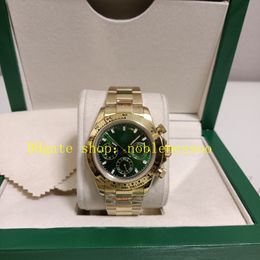 11 Style Chronograph Watch With Box Authentic Photo Quartz Chrono Mens 40mm Yellow Gold 116508 Green Dial 904L Steel Bracelet 116500 116520 Sport Watches