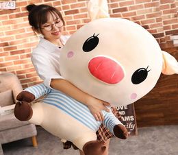 Dorimytrader Funny Cartoon Big Head Pig Plush Toy Giant Stuffed Anime Piggy Doll Creative Pillow for Children Gift Deco 31inch 80c2066574