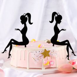 1pc High Heels Lady Girl Acrylic Cake Topper Wedding Decorations Happy Birthday Dessert Cupcake Topper Party Supplies