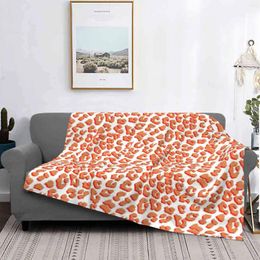 Blankets Living Coral Leopard Animal Print For Home Sofa Bed Camping Car Plane Travel Portable Blanket Orange Pattern Seamless