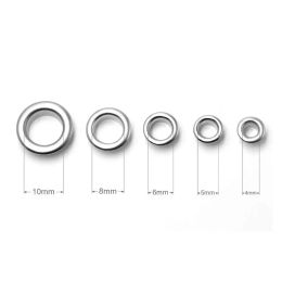 KALASO 100sets Brass Material Silver Color 4mm/5mm/6mm/7mm/8mm/10mm Grommet Eyelet With Washer Fit Leather Craft Shoes Belt Cap