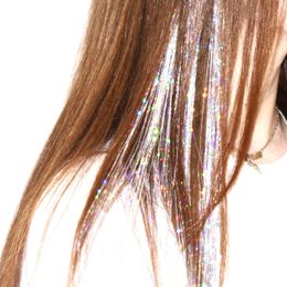 18 Colours Shiny Threads Glitter Hair Tinsel Kit Gold Silk Hair Glitter String Extensions Accessories for Women Headdress