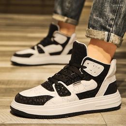 Casual Shoes For Male 2024 Lace Up Men's Vulcanize Winter Man Sneakers Round Toe Printing Platform High Top