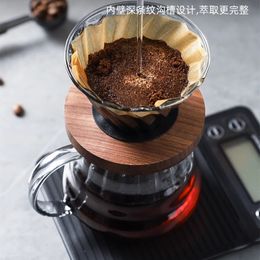 SHXING 300/500/700ML Striped Coffee Sharing Pot Can Be Paired with A V-shaped Coffee Pot Set, Glass Coffee Tools for Outdoor Use