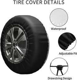 Spare Tyre Cover Universal Portable Tyres Cover Ink Landscape Painting Car Tyre Cover Wheel Protector Weatherproof and D