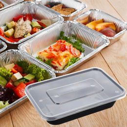 Take Out Containers 50Pcs Pack Meal Prep Microwave Safe Food Storage With Lids Plastic Bento Lunch Box Stackable Disposable