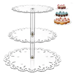 Plates 3 Tier Dessert Stand Cupcake Transparent Acrylic Pastry Fruit Plate Serving Holder For Home Party