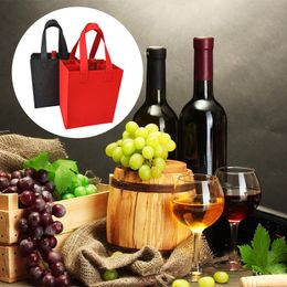 1Pc Portable Wine Storage Bag with 6 Grids Reusable Felt Large Bottle Carrier Tote Bag Home Wedding Party Supplies