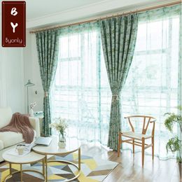 Simple Generous Fresh Curtain for Living Room Bedroom Velvet Blackout Embroidered Curtain Backdrop Cloth Window Yarn Custom