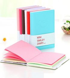 Leather paper Notepad Candy Colours writing Notebook Smiling Face Expression Notebooks Mini travel journal Diary Students gift4544261