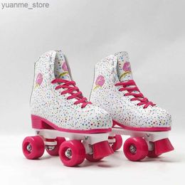 Inline Roller Skates High Quality Multi-colored Spot Pink Roller Skates Shoes Patins Adult Double Row Children 4-wheel Sliding Quad Sneakers Kids Y240410