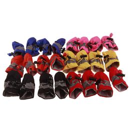 Waterproof Pet Dog Shoes Fleece Liner Winter Non-slip Dogs Rain Snow Boots Thick Warm Dogs Socks Booties Puppy Kitten Products