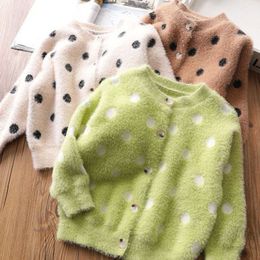 Lovely Dots Pattern Kids Jacket Sweater Children Spring Clothes Girls Knitted Cardigan Baby Girls Coat Comfort Children Outwear