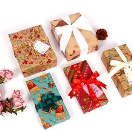 10pcs Christmas Pattern Craft Paper Christmas Gift Packing Paper Retro Kraft Papers New Year Gift Pack Christmas Home Decor