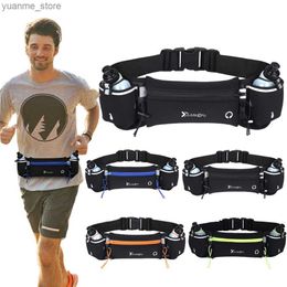 Sport Bags Mens Running Waist Bag with Water Bottle and Multiple Pockets Sports Fanny Phone Bag Womens Sports Marathon Waist Bag Y240410