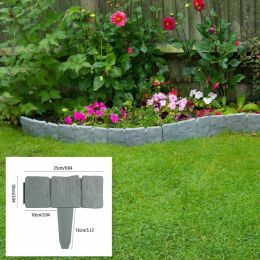 10Pcs Garden Fence Cobblestone Border Plastic Lawn Edging Plant Border Decorations Flower Bed Border Outdoor Landscape