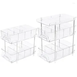 Storage Boxes Makeup Organising Bins Transparent Cosmetic Organiser Desktop Display Rack With Slide-out Handle For Cabinets Pantry