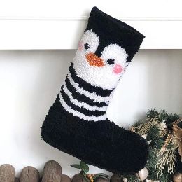 Christmas Sock Latch Hook Rug Kit Carpet Segment Embroidery Material Package DIY Handmade Embroidered Accessory latch hook kleed