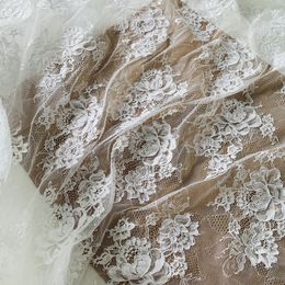 Cord Eye-lash French Lace Fabric Handmade Cording Lace Wedding Gowns Making Lace Off White 1 Piece=3 Metres