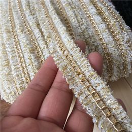 Diy exquisite super quality gold wire chain accessories lace accessories ladies beige+gold fringe lace