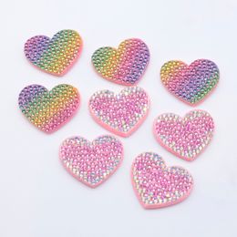 20Pcs 30*26mm Bling Colourful Heart Rhinestone Patches for DIY Clothes Hat Decor Headwear Hairband Supplies Accessories Applique