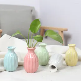 Vases Mini Child-Free Ceramic Flower Vase Colorful Hydroponic Plant Jardiniere Arrangement Pot Room Decor Nordic Home Desktop Ornament