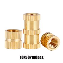 100/50/10pcs Insert Knurled Nuts Brass Hot Melt Inset Nuts Heating Moulding Copper Thread Inserts Nut M2 M2.5 M3 M4 M5 M6 M10