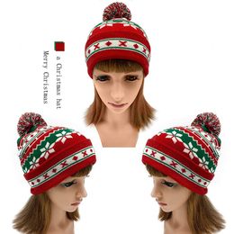 2022 HOT Christmas Hat Santa Claus Snowflake Knitted Warm Cap For Kids Adults New Year Christmas Decor Ornaments Gifts