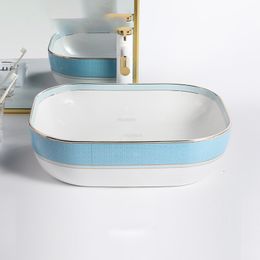 Simple Creative Bathroom Sinks Luxury Countertop Basin Small Ceramic Basin Home Bathroom Washbasins Balcony Square Laundry Basin