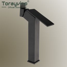 Torayvino Black Matte Counter Top Bathroom Faucet Wash Basin Deck Mounted Mixer Tap Swivel Single Handle Hot And Cold Water Taps
