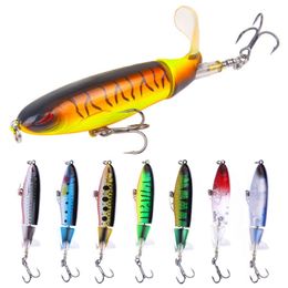 HENGJIA 8pcs Whopper Plopper 100mm 13 5g Artificial Top Water Fishing Lure Rotating Tail pesca Tackle178y