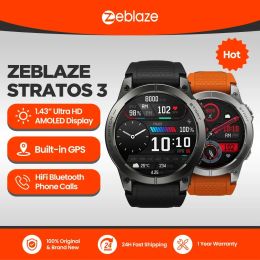 Watches Zeblaze Stratos 3 Premium GPS Smart Watch Ultra HD AMOLED Display Builtin GPS HiFi Bluetooth Phone Calls Smartwatch