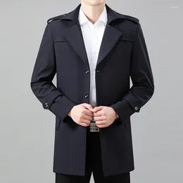 Men's Trench Coats 2024 High Quality Medium Long Coat Spring And Autumn Single-breasted Large Size Business Casual Top