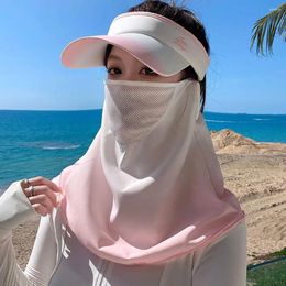 Wide Brim Hats Silk Sunscreen Hat Shawl Detachable Neck Face Protection Tea Picking Cap Empty Top Tie Shade Summer