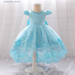 Girl's Dresses Baby Girls Birthday Princess Dress Toddler Clothes Infant Bowknot Lace Flower Girl Party Dresses Kids Trailing Wedding Prom Gown L47