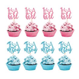12Pcs Its A Boy Girl Cupcake Toppers Cake Picks for Baby Shower 1st Birthday Gender Reveal Party Decorations Favour
