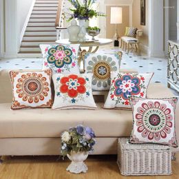 Pillow Cotton Embroidered Towel Vintage Embroidery Case Cover Ethnic National Handmade Flower Boho