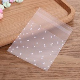 100pcs Plastic Transparent Packing Cellophane Bags Polka Dot Candy Cookie Gift Bag DIY Self Adhesive Pouch Candy Bags for Party