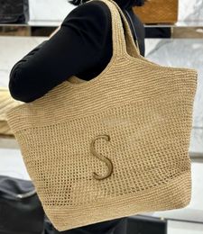 Straw Bag Summer Beach Bag Tote Bag Luxury Designer Bag Women's Fashion Large Capacity Shopping Bag Men's and Women's Holiday Beach Travel Shoulder Crossbody Bag