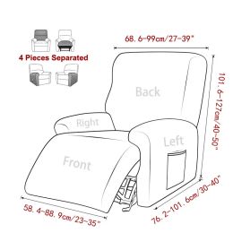 1 2 3 Seater Velvet Elastic Recliner Sofa Cover Split Design Relax Sofas Slipcover Lounge Armchair Covers with Side Pocket