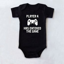 Player 4 Has Entered The Game Newborn Baby Romper Funny Infant Boys Girls Short Sleeve Jumpsuit Onesie Outwear 0-24Months