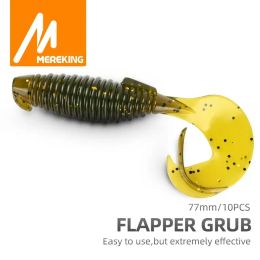 MEREKING Fishing Lure Flapper Grub Flapper Easy Use Extremely Effective Bait 77mm 6g Soft Lures Silicone Artificial Plastic Bait