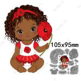 New Cute Black Girl Baby Metal Cutting Dies Mould for DIY Scrapbooking Handicrafts Stencils Album Paper Card Cut Mould Embossing