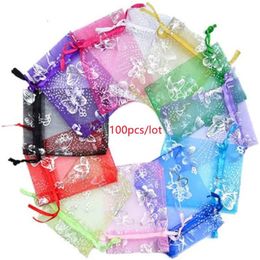 100pcs 11 Colours Jewellery Bag 10 12 Cm Wedding Gift Organza Packaging Display & Pouches Wrap303n