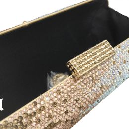 Boutique De FGG Elegant Women Long Evening Bags Formal Dinner Crystal Clutch Purses Bridal Rhinestones Handbags