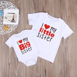 1PC Matching Shirts Sibling Sisters Shirts Big Sister Little Sister Matching Family Shirts Kids Girl Tshirts Baby Bodysuits