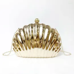 Evening Bags Fashion Designer Shell Bag Metallic For Women Small Shoulder Cute Purses 2024 Gold Silver B462