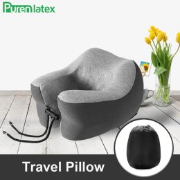 PurenLatex Memory Foam U Shape Travel Pillow for Aeroplane Cervical Neck Pillow Support with Lock Slow Rebound Pressure Cushion